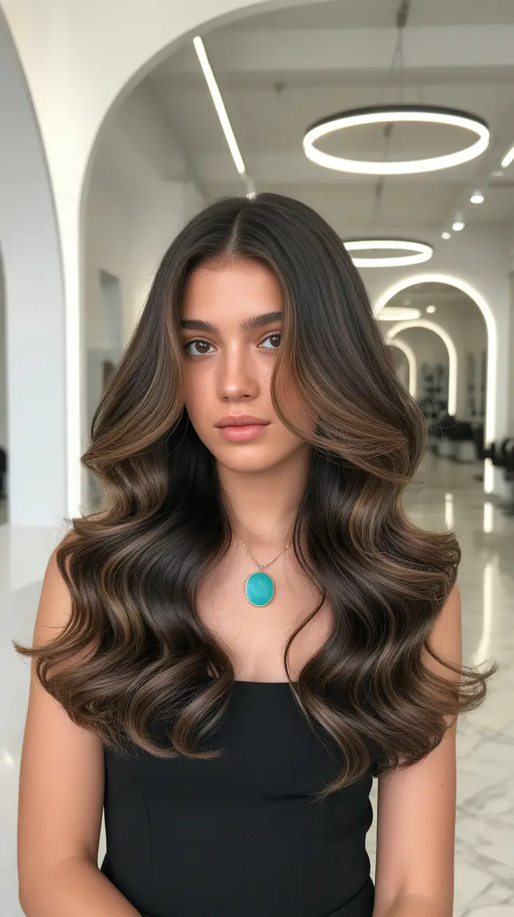 Dark brown hair color 2026 Hazelnut Glow Balayage