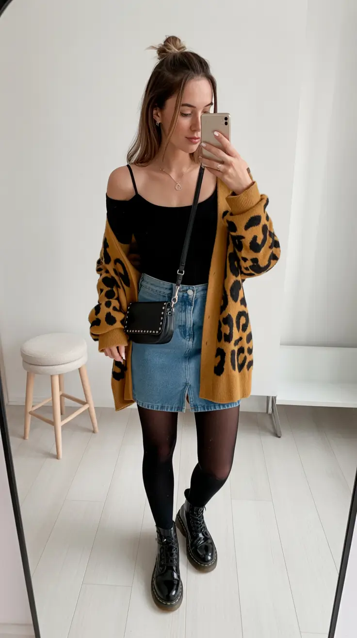 fashionable outfit ideas 2026 Cozy Leopard Layers