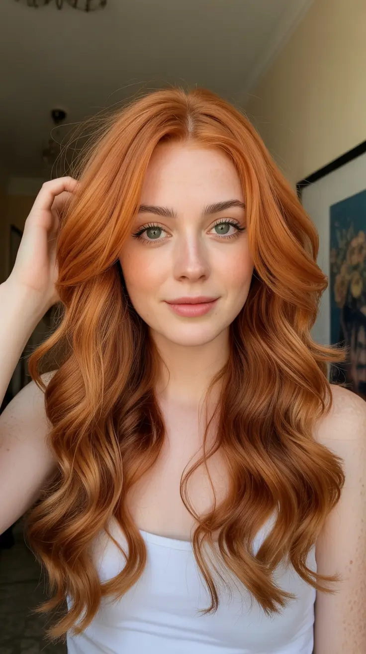 ginger hair color 2026 Golden Auburn Waves
