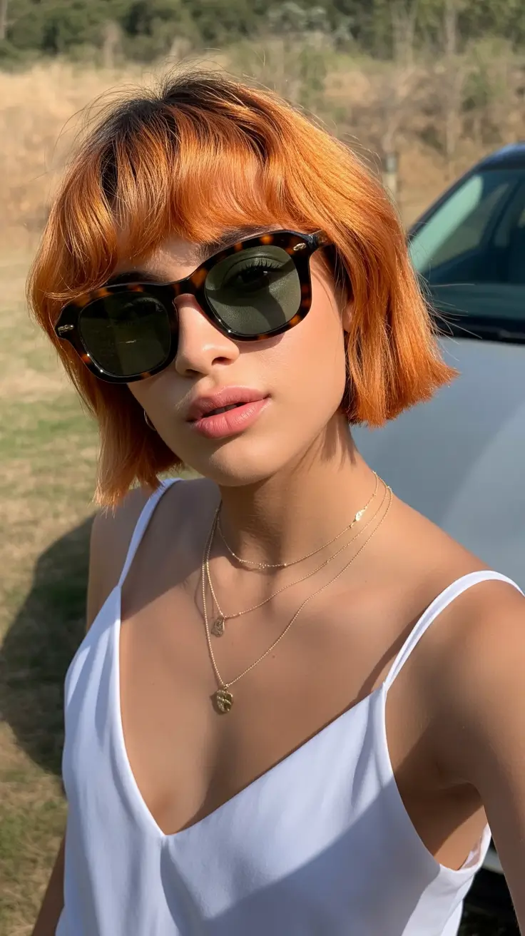 ginger hair color 2026 Sunlit Ginger Bob