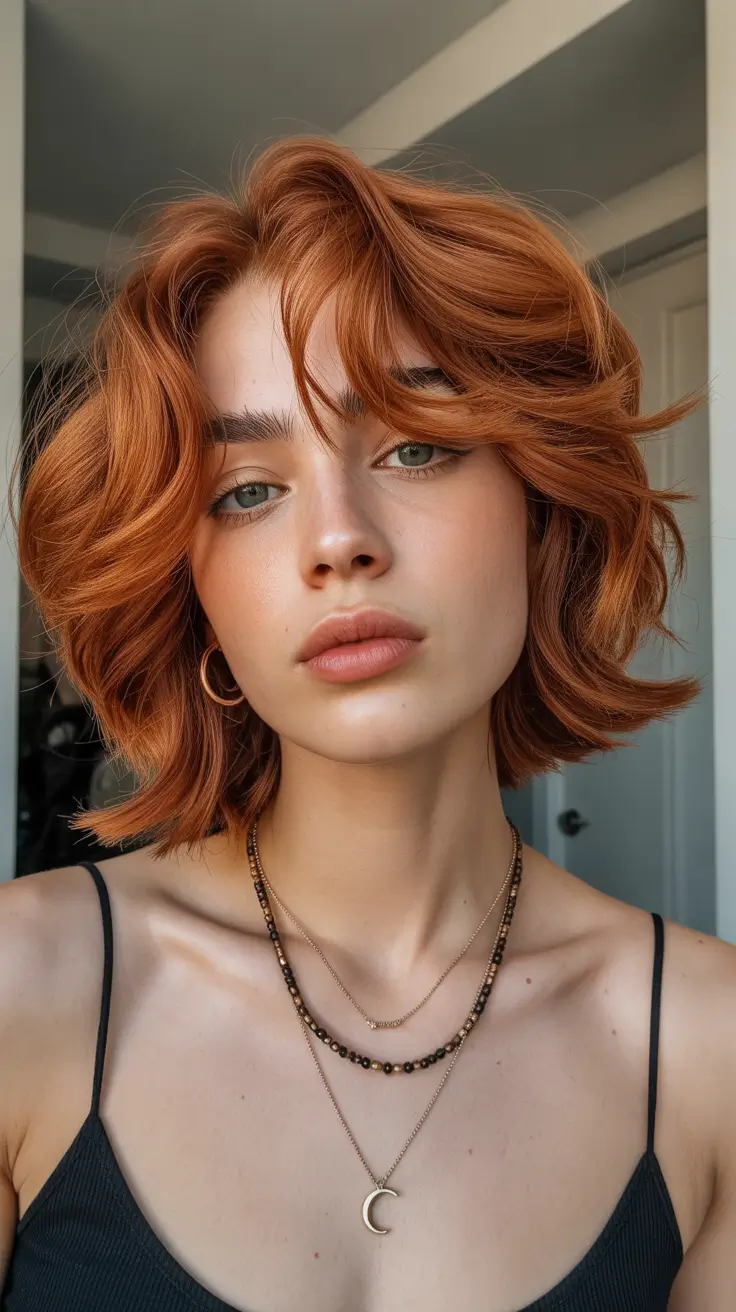 ginger hair color 2026 Textured Copper Shag