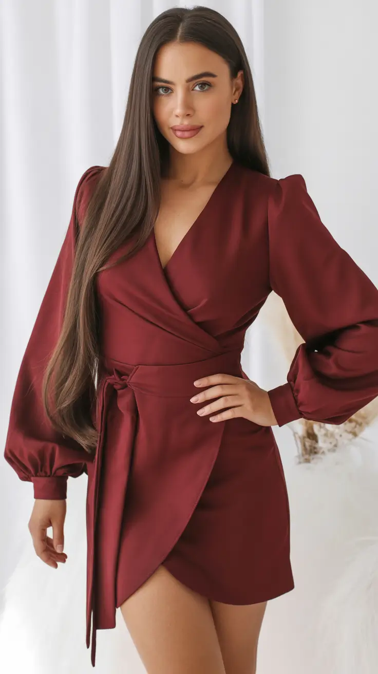 going out outfit ideas 2026 Burgundy Wrap Charm