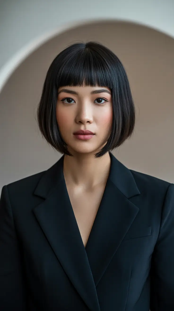 hair color ideas for short hair Midnight Edge Bob