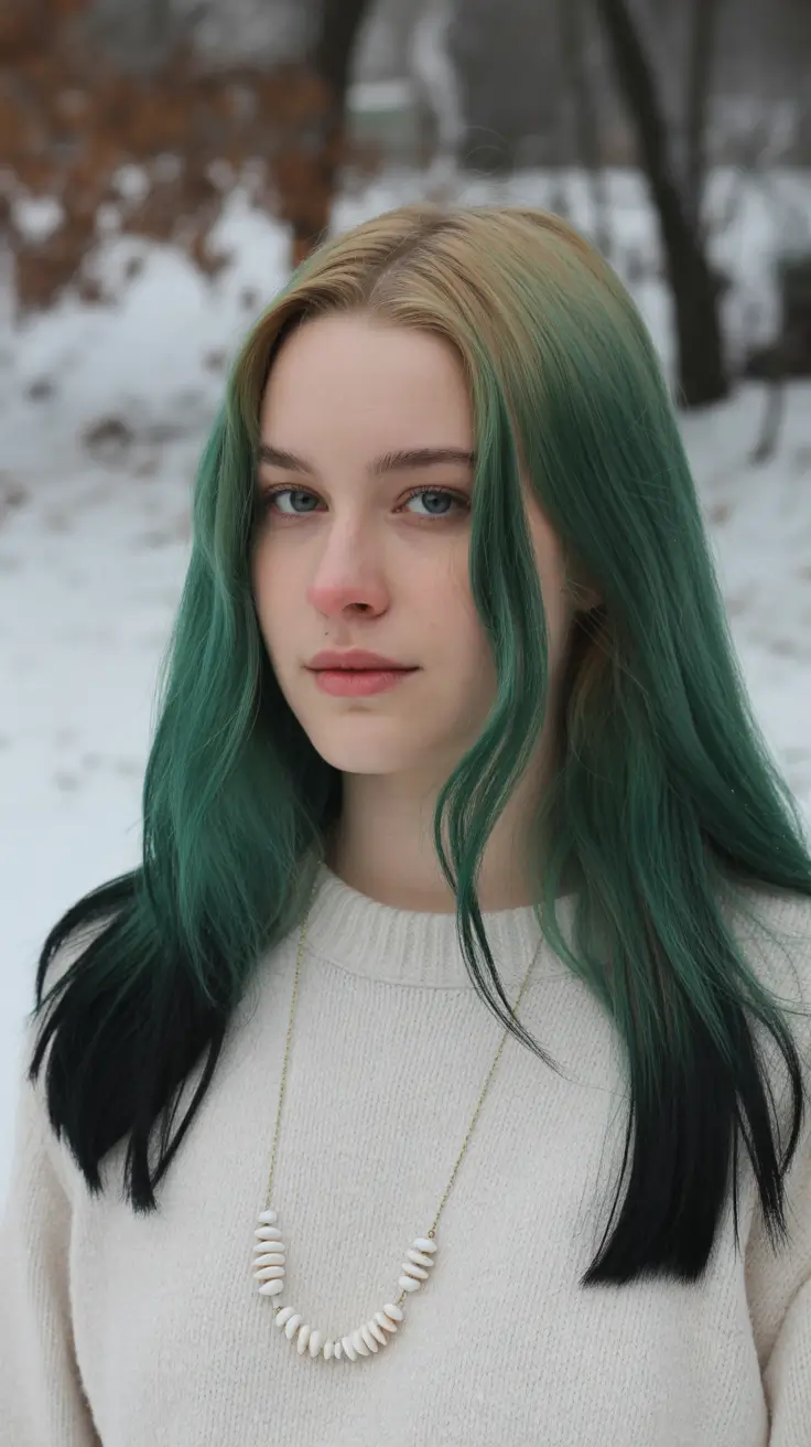 hair color ideas for dark hair Emerald Noir Contrast