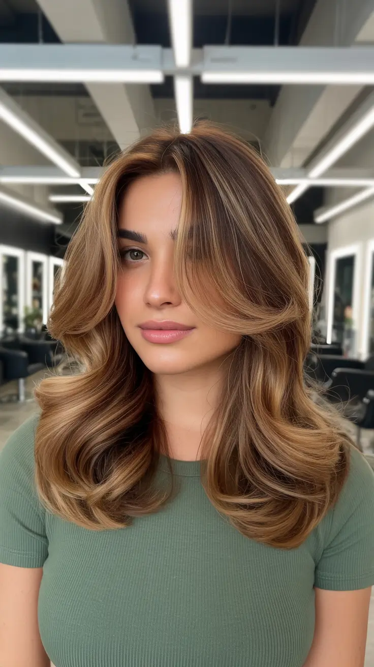 honey brown hair color 2026 Honey Feather Layers