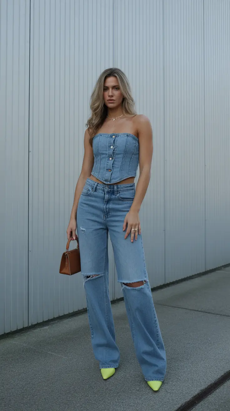 Jeans outfit inspiration 2026 Denim Corset Confidence