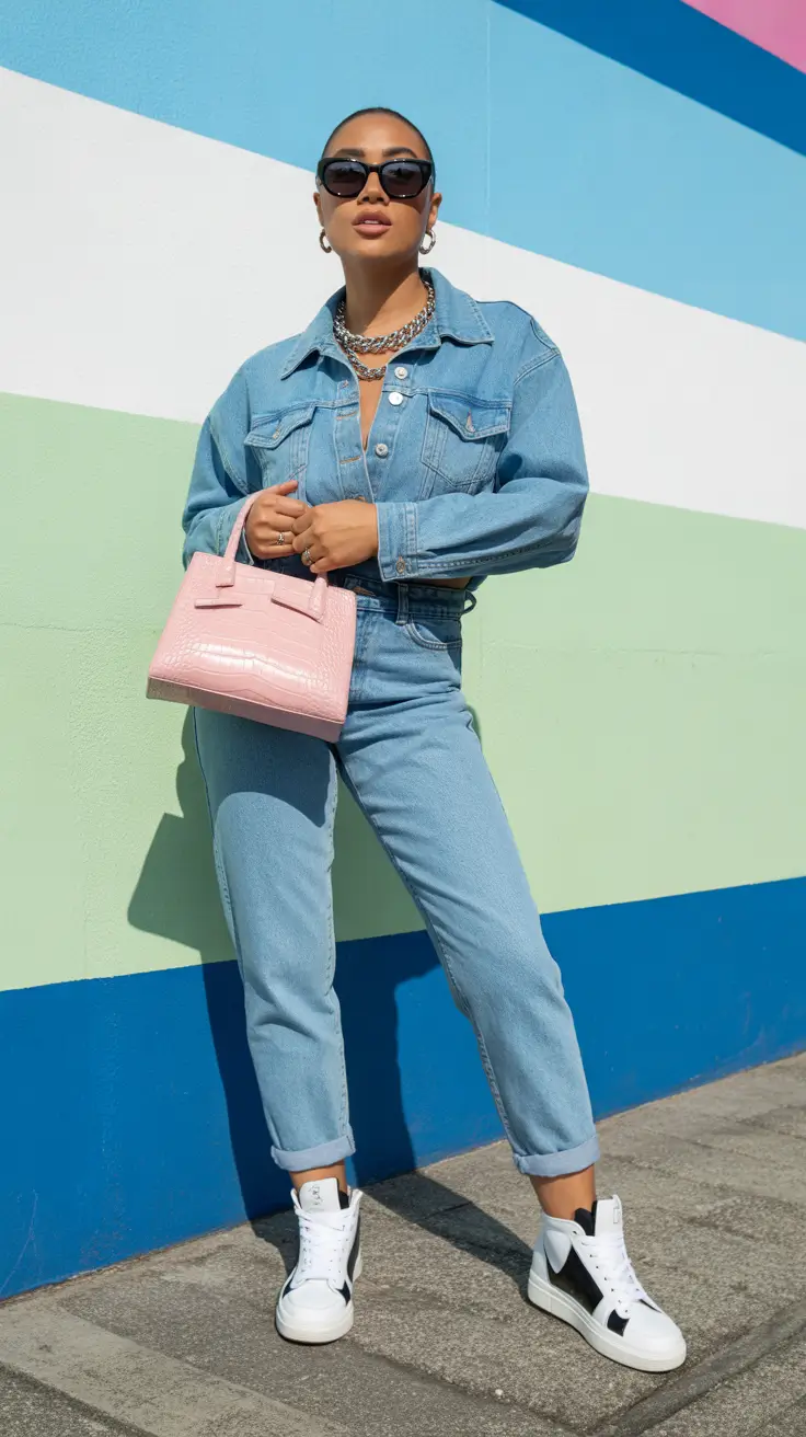 Jeans outfit inspiration 2026 Double Denim, Bold Energy