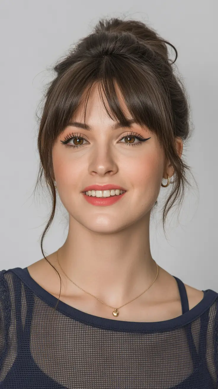 Lob Soft Bun with Curtain Bangs