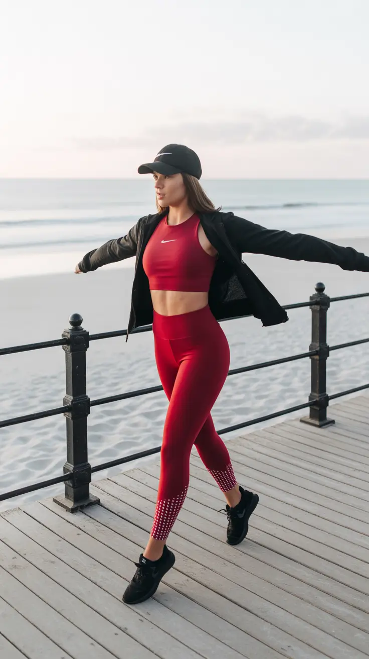 legging outfit inspiration 2026 Crimson Power Move