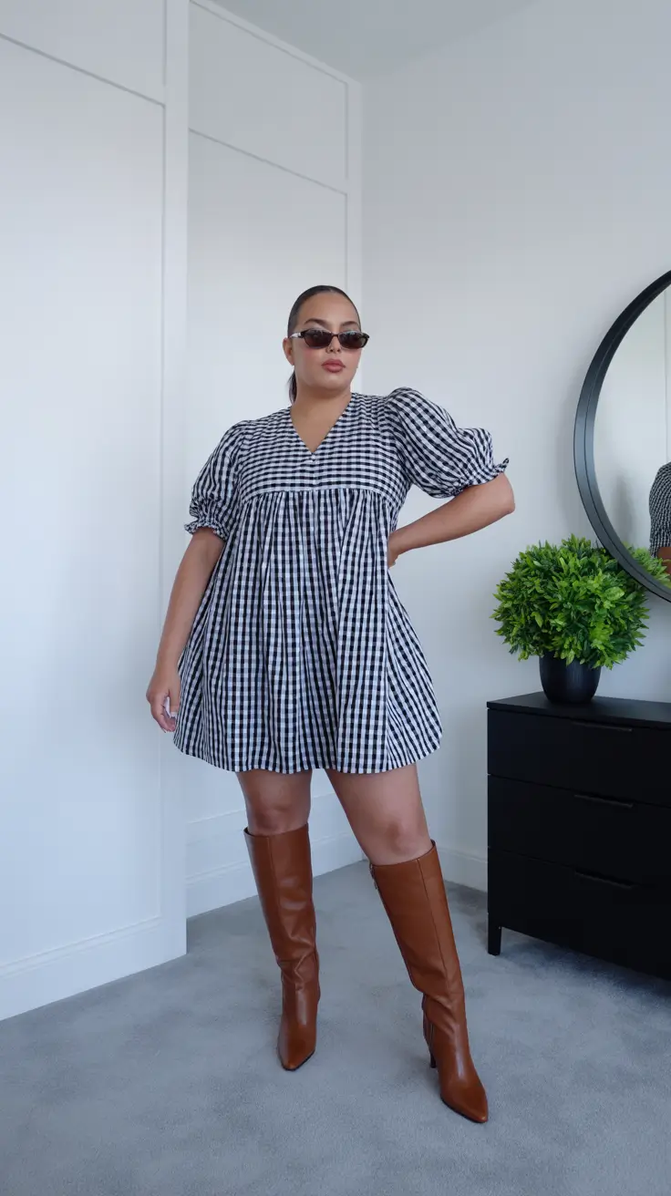 Midsize Outfits 2026 Retro Check Mini Revival