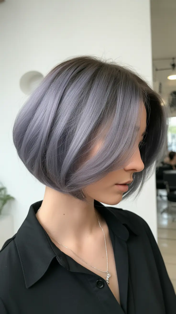 bob haircut with layers graduated Cool Silver Gradient Bob