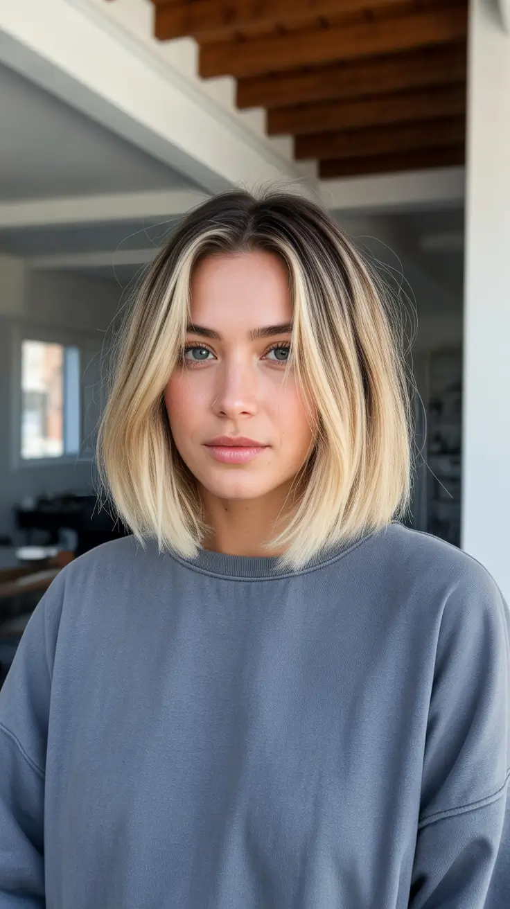 wavy layered bob haircut medium Wavy Blonde Bob with Shadow Roots