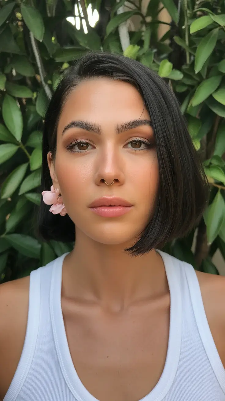 bob haircut short straight Chic One-Side Tucked Bob