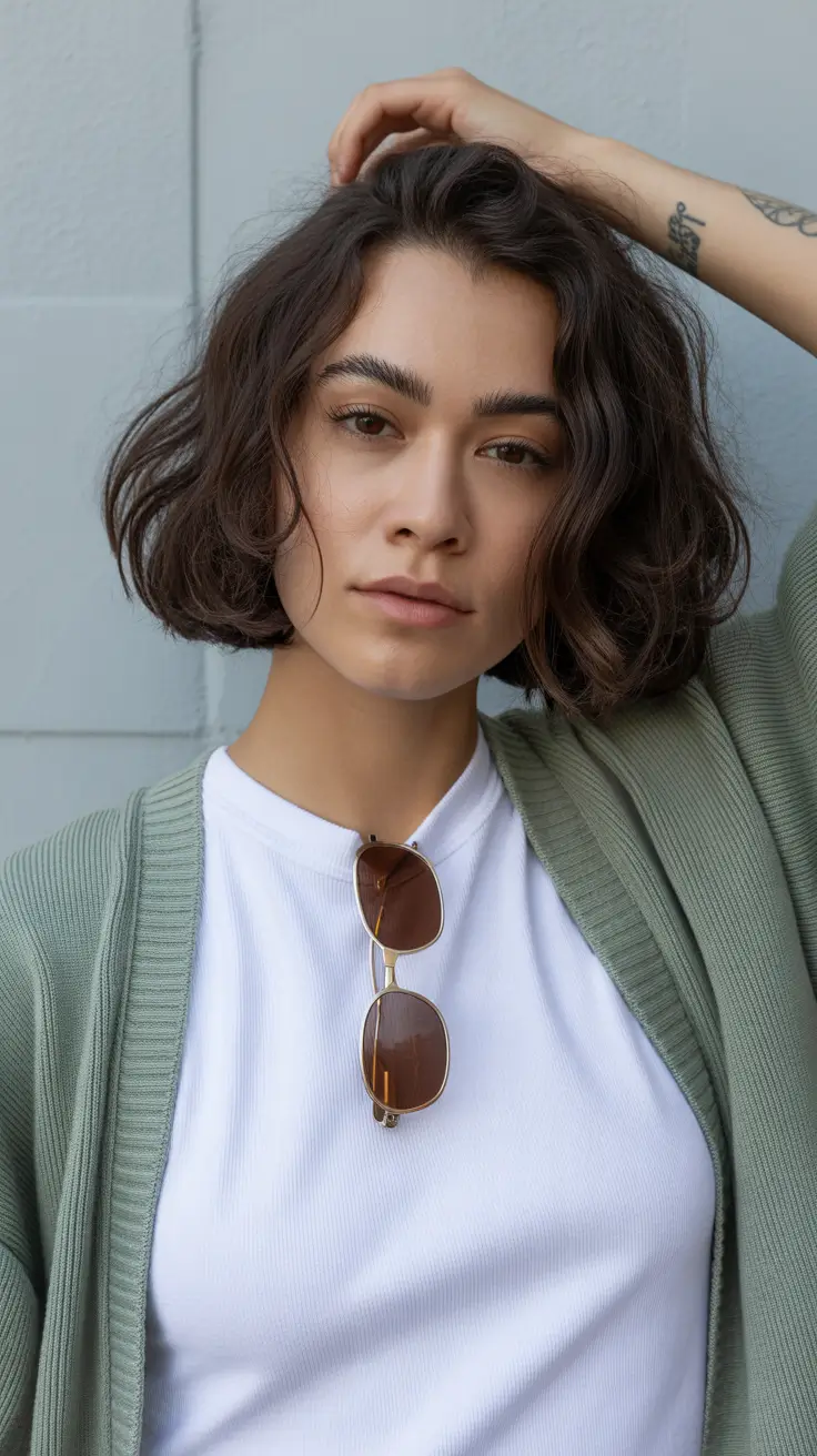 messy bob haircut with layers shaggy French Loose Wavy French Bob