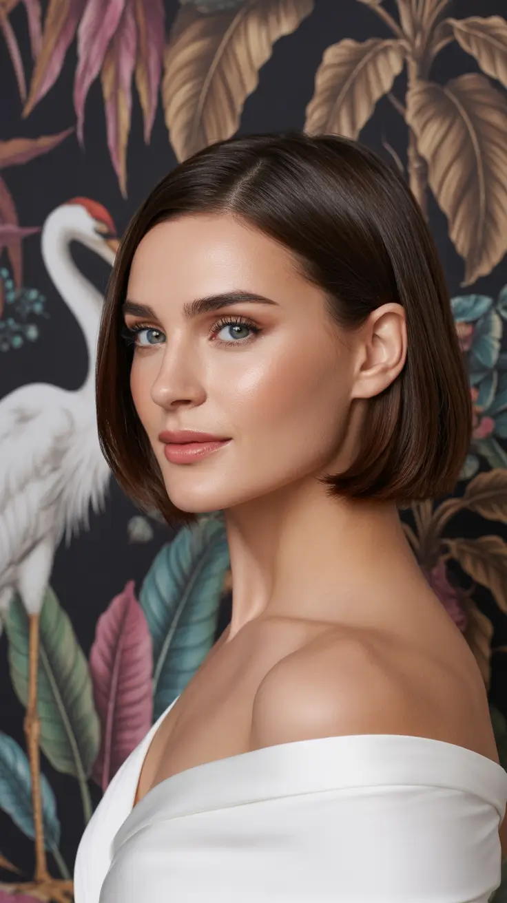 bob haircut long brown Polished Brunette Bob with Shine