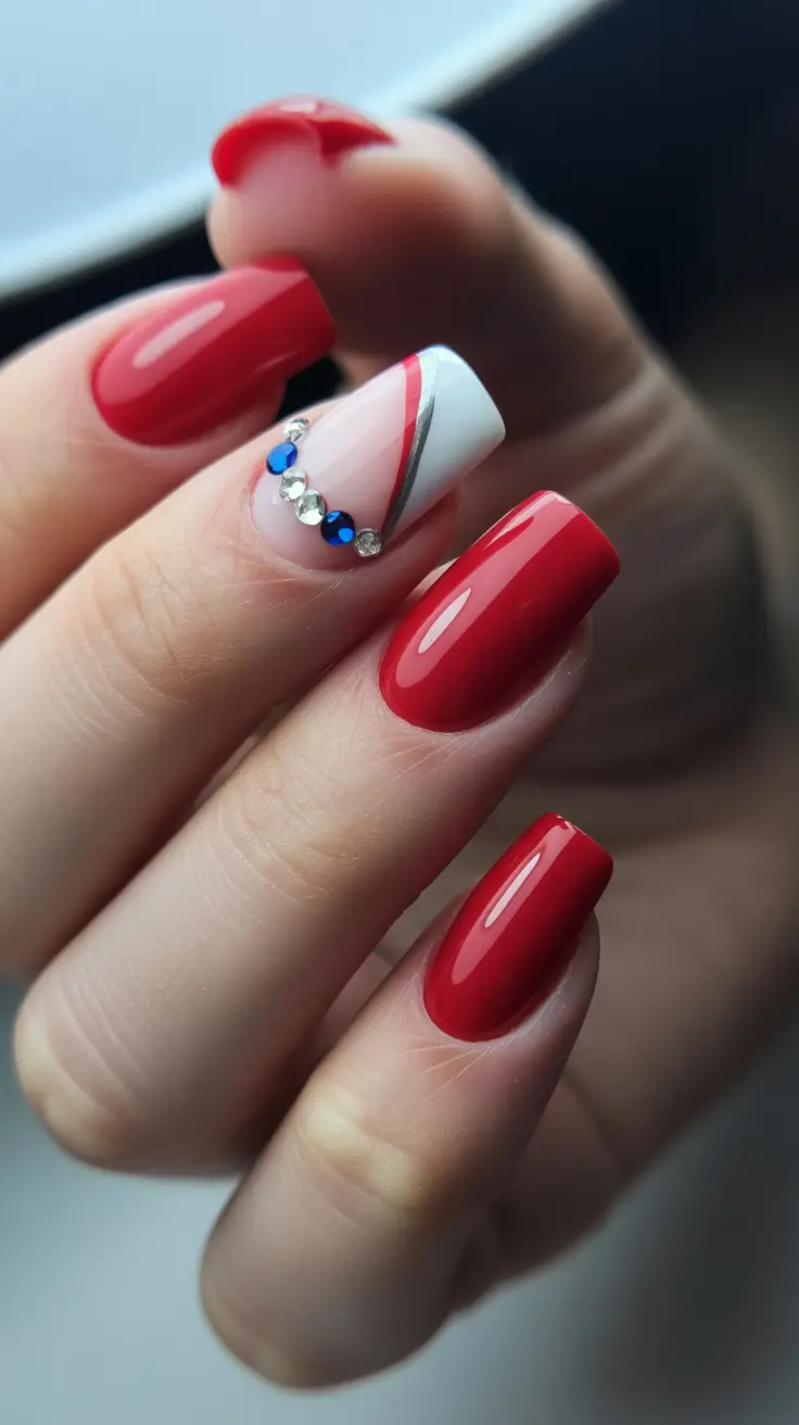 Modern Red Christmas Nails 2025 Red Glam Wave