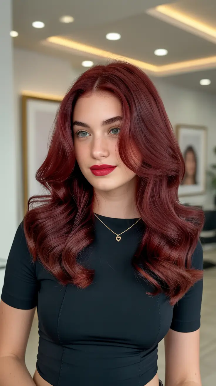 red hair colors 2026 Glossy Mahogany Volume