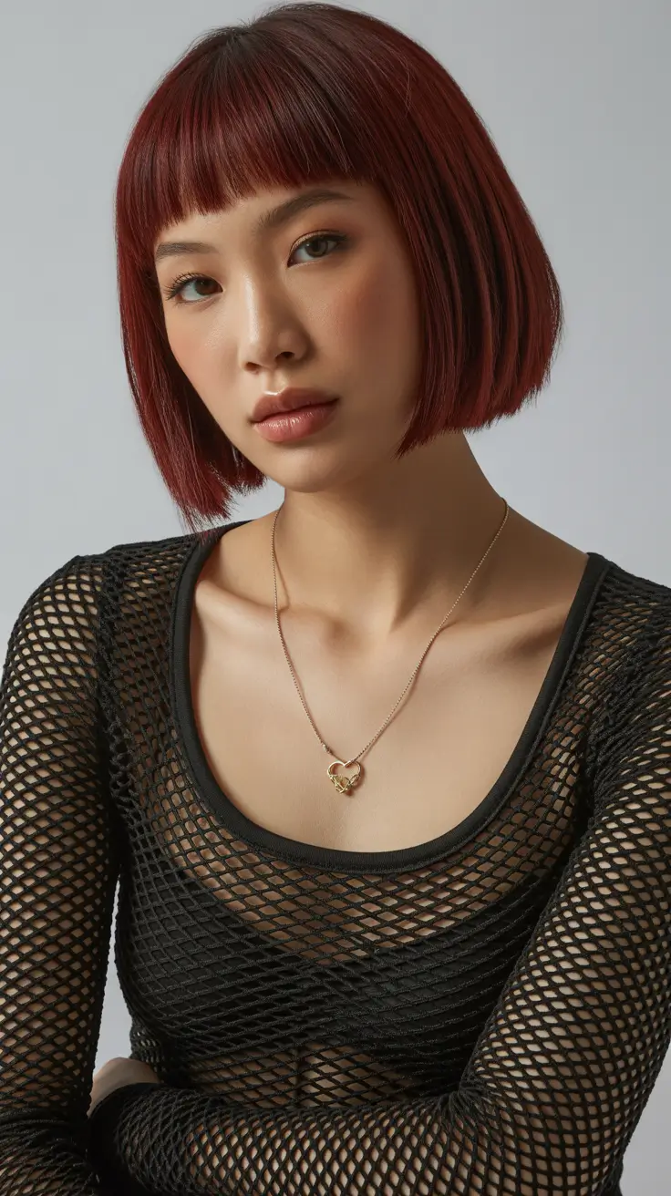 red hair colors 2026 Micro Fringe Mahogany Muse