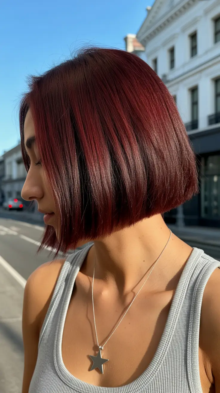 red hair colors 2026 Velvet Noir Bob