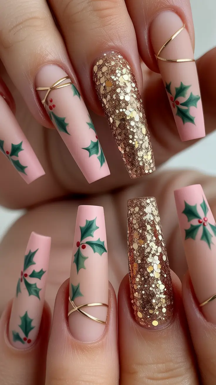 december-nails-color-ideas Golden Holly Glow