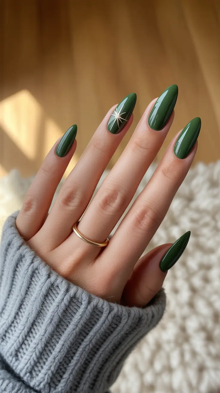 almond-nails-december-colors Evergreen Elegance