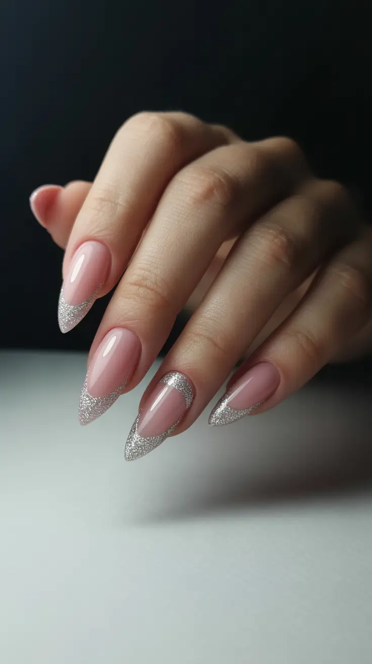 almond-nails-december-colors Frosted Silver Elegance