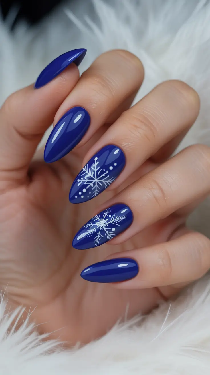 almond-nails-december-colors Snowflake Dreams