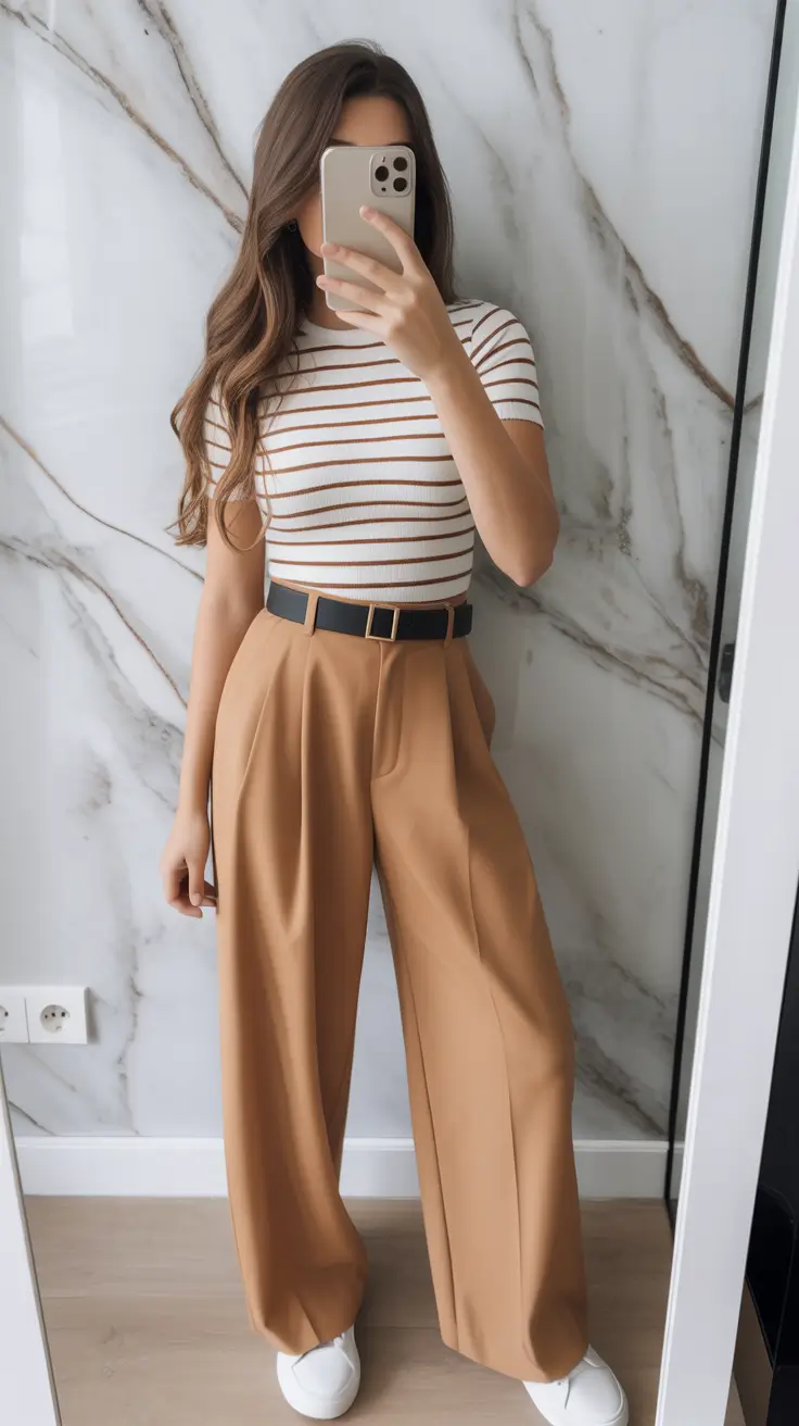 casual outfits for women Modern Lines and Warm Neutrals