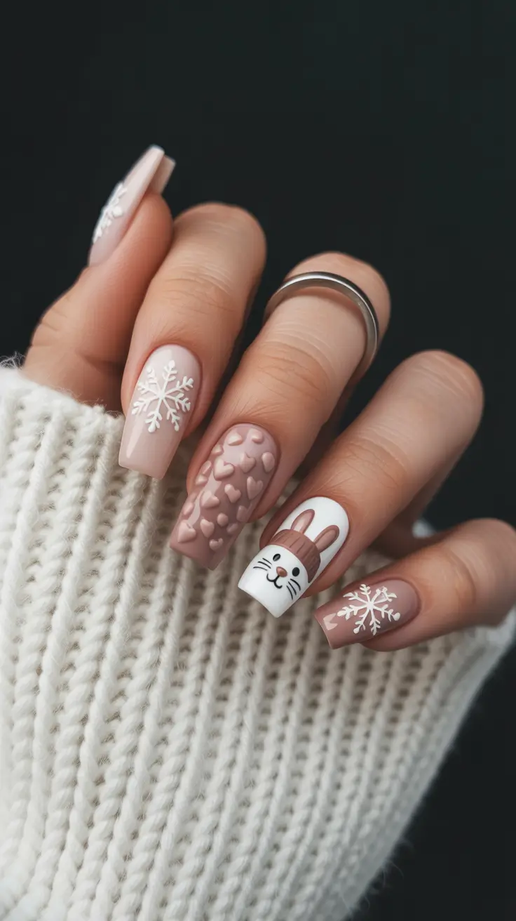 christmas nail colors 2025 Snow Bunny Neutrals
