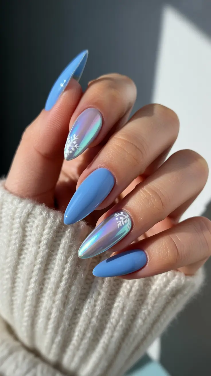 christmas nail colors 2025 Frozen Blue Mirage