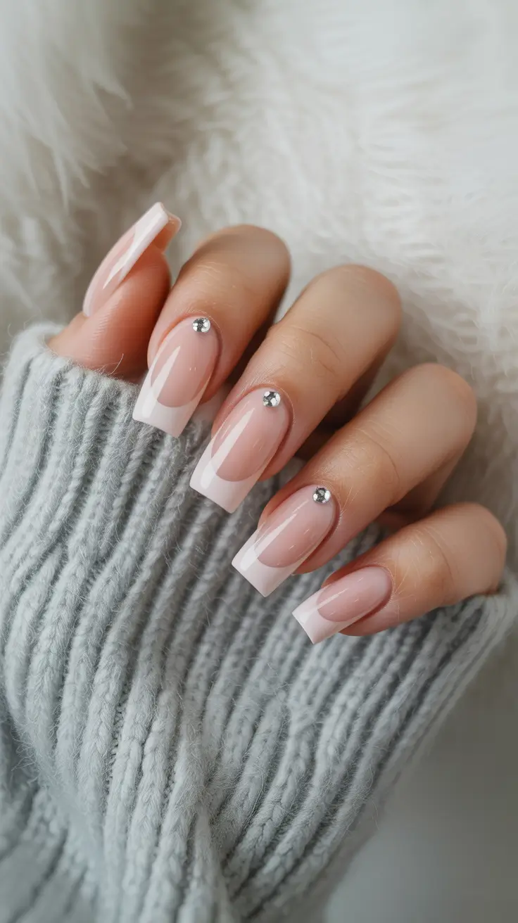 christmas nail colors 2025 Soft French Frost