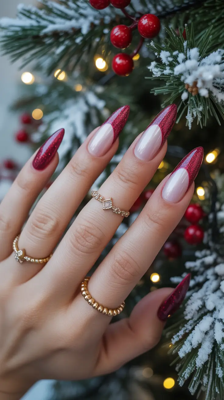christmas nail colors 2025 Glamorous Berry Chrome