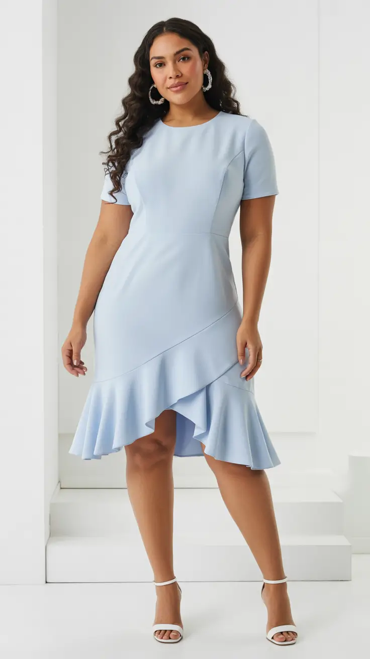 Trendy curvy outfits inspo 2026 Powder Blue Ruffle Dress - Dreamy Soft Summer Energy