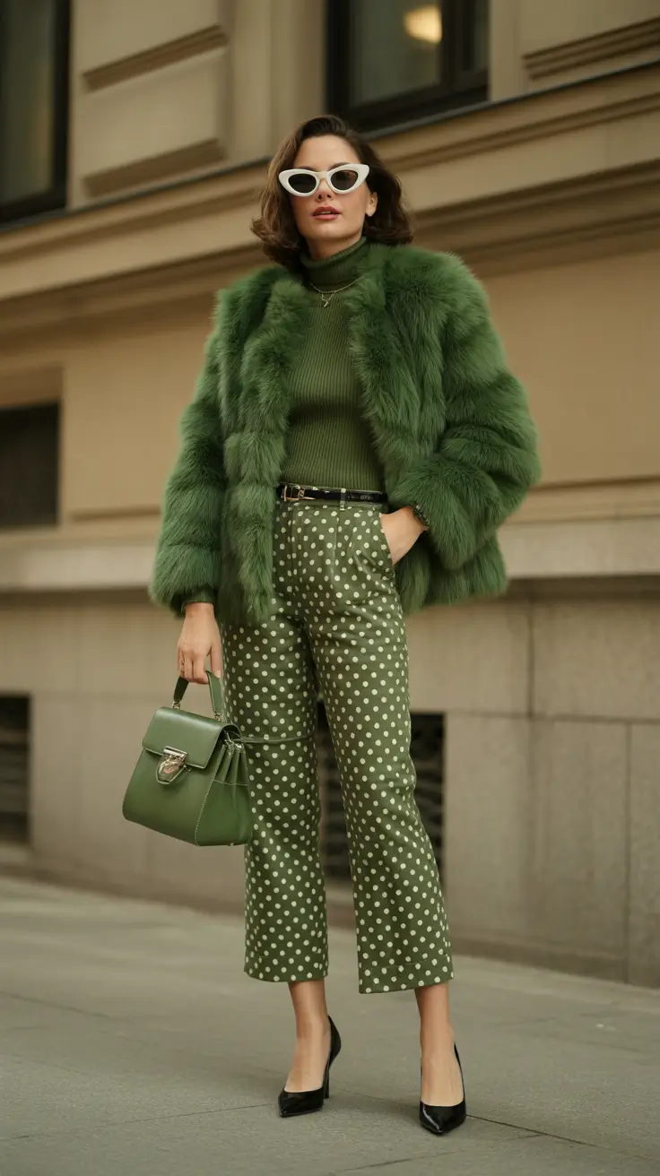 trendy outfits 2026 Monochrome Green Power