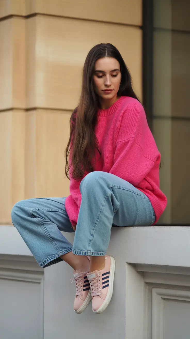 sneakers outfits women Soft Color Harmony