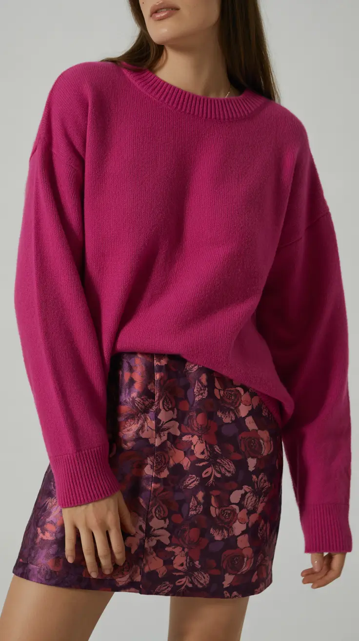 Trendy sweater outfits 2026 Fuchsia Bloom