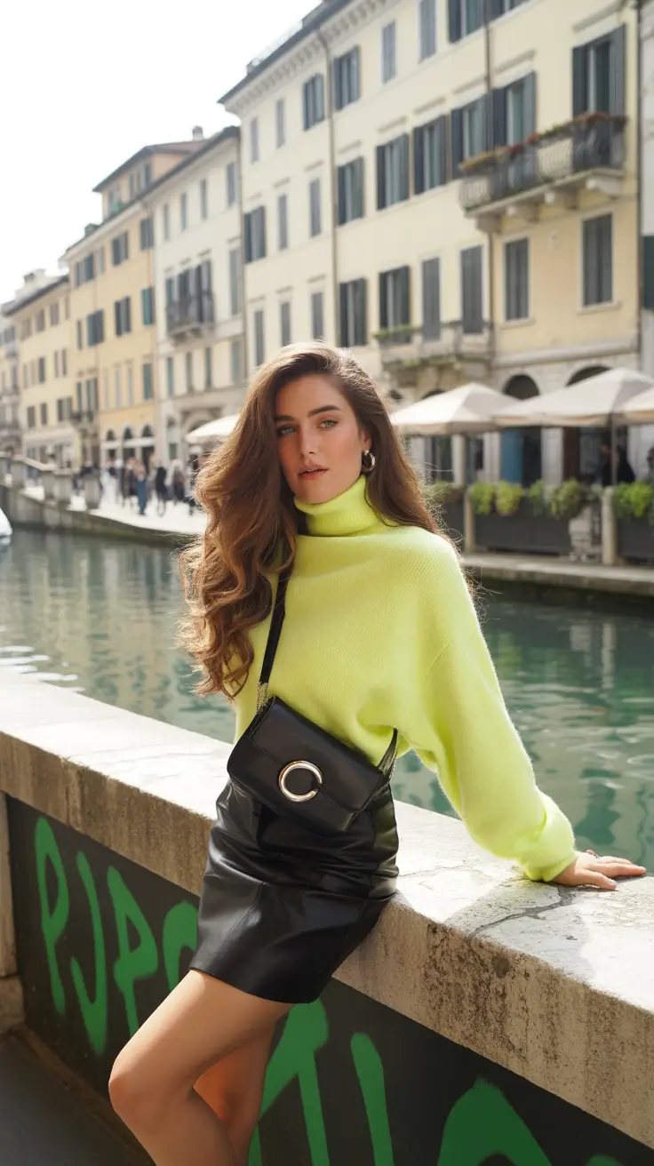 Trendy sweater outfits 2026 Lime Glow