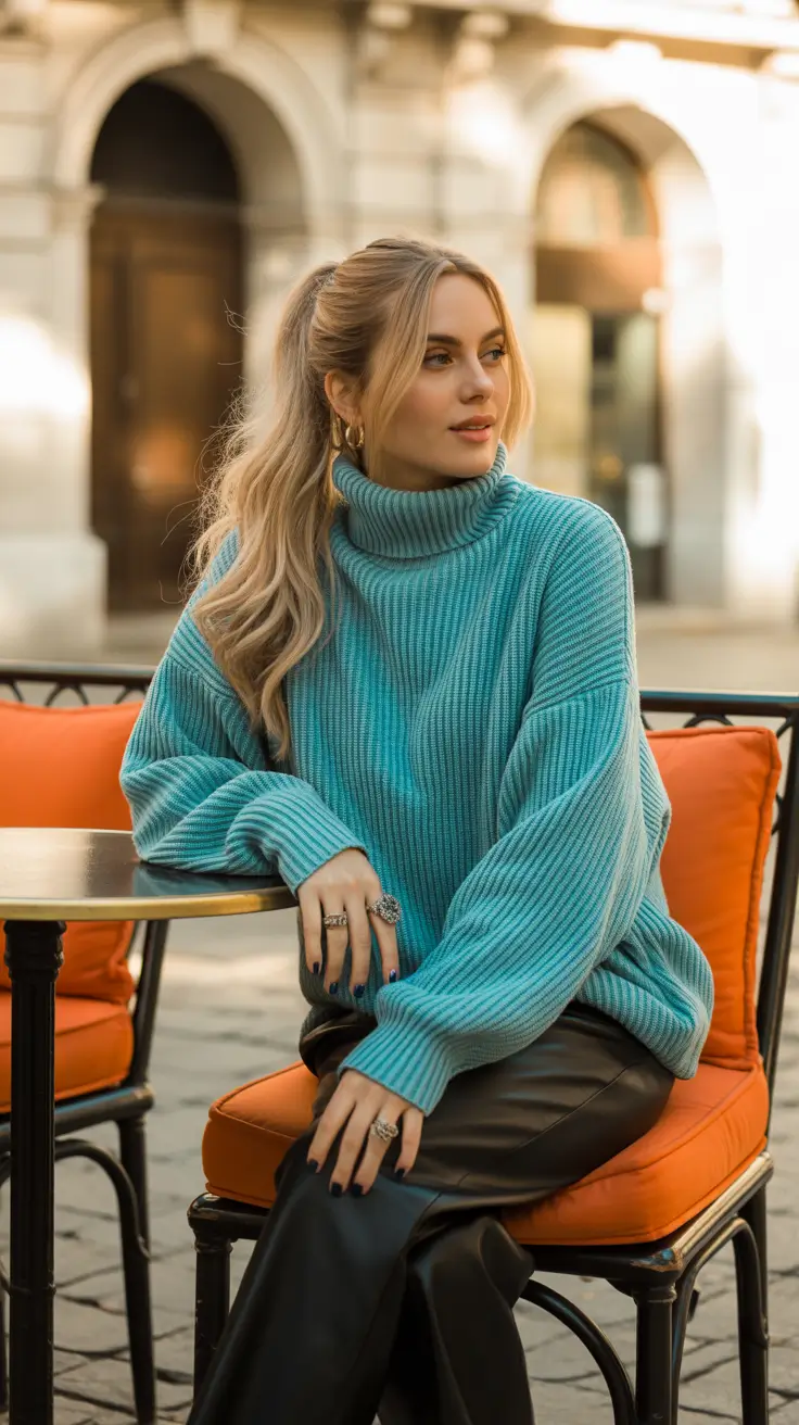 Trendy sweater outfits 2026 Cozy Blue Moments
