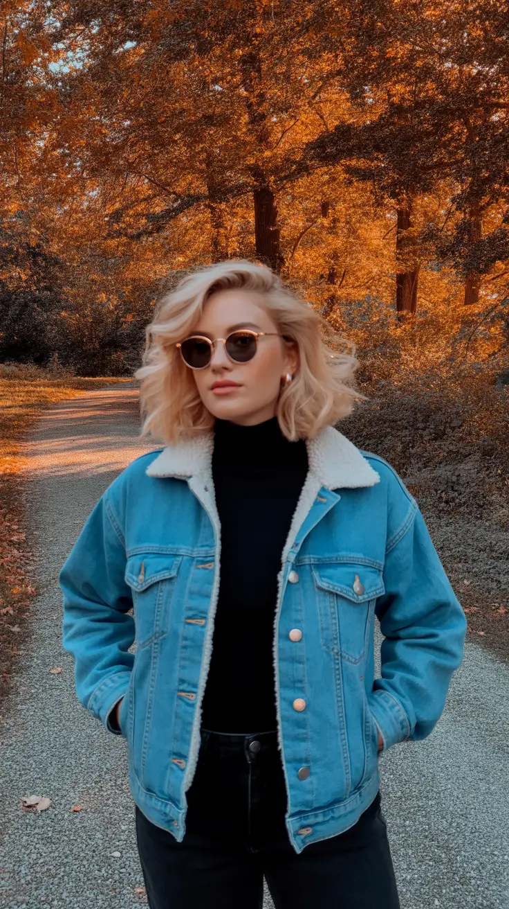 cold weather outfits street style Retro Denim Warmth