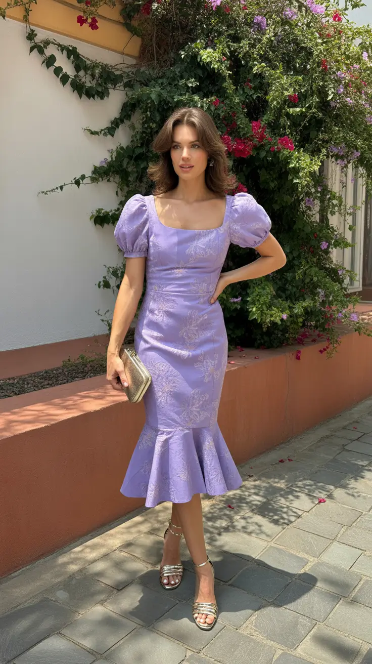 Wedding guest outfit ideas 2026 Soft Lilac Charm for Daytime Gatherings