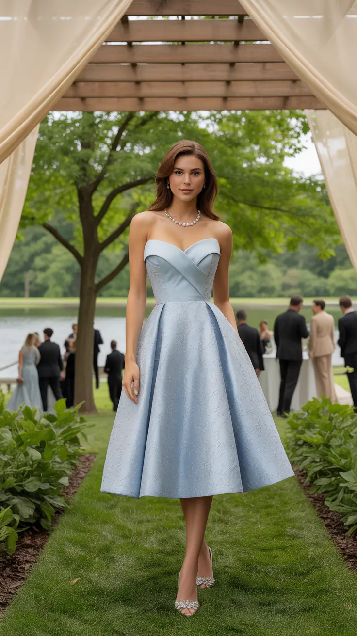 Wedding guest outfit ideas 2026 Powder Blue Grace for Garden Vows