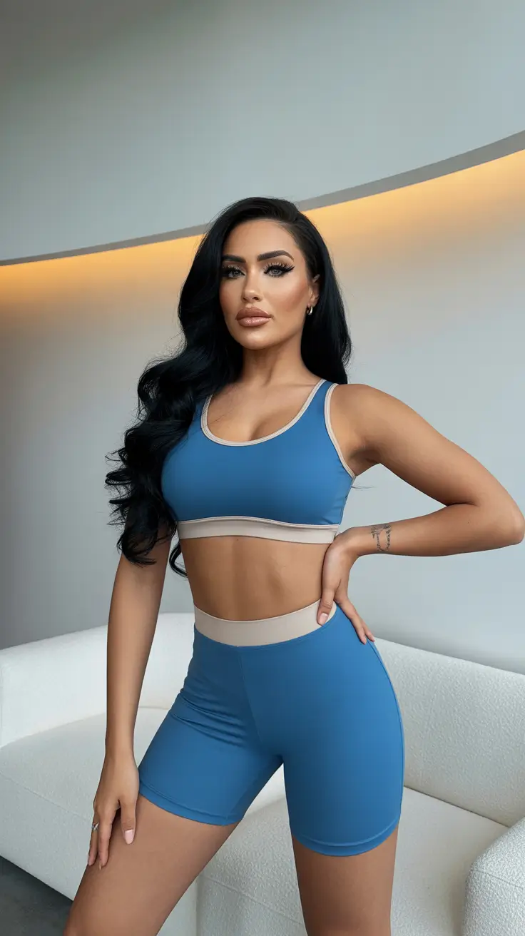 workout outfits women Electric Blue Confidence Set