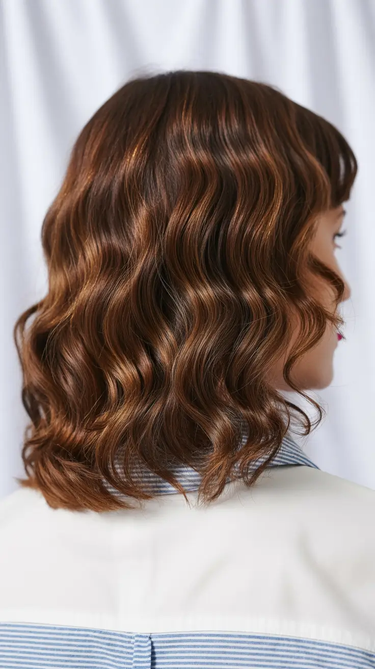 haircuts-for-wavy-hair-2026-Retro-Glossy-Waves-with-Short-Bangs