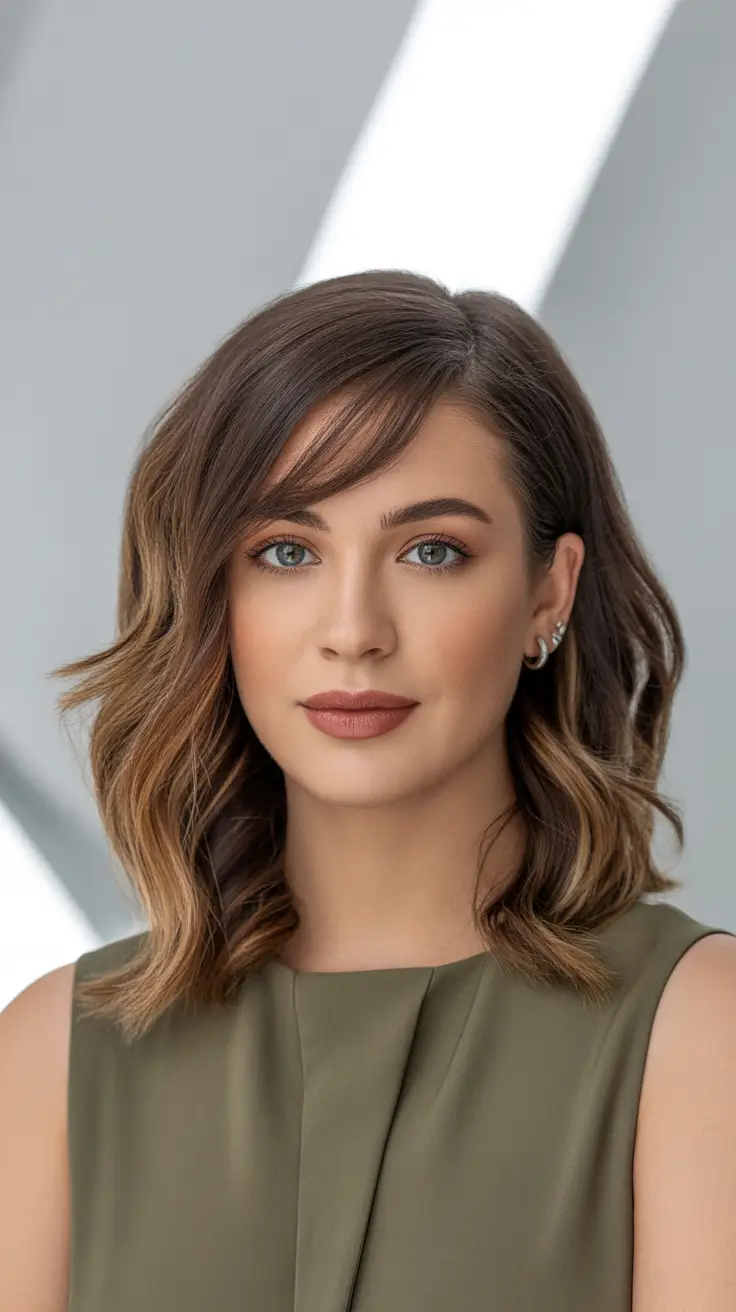 lob haircut angled Angled Lob with Polished Waves