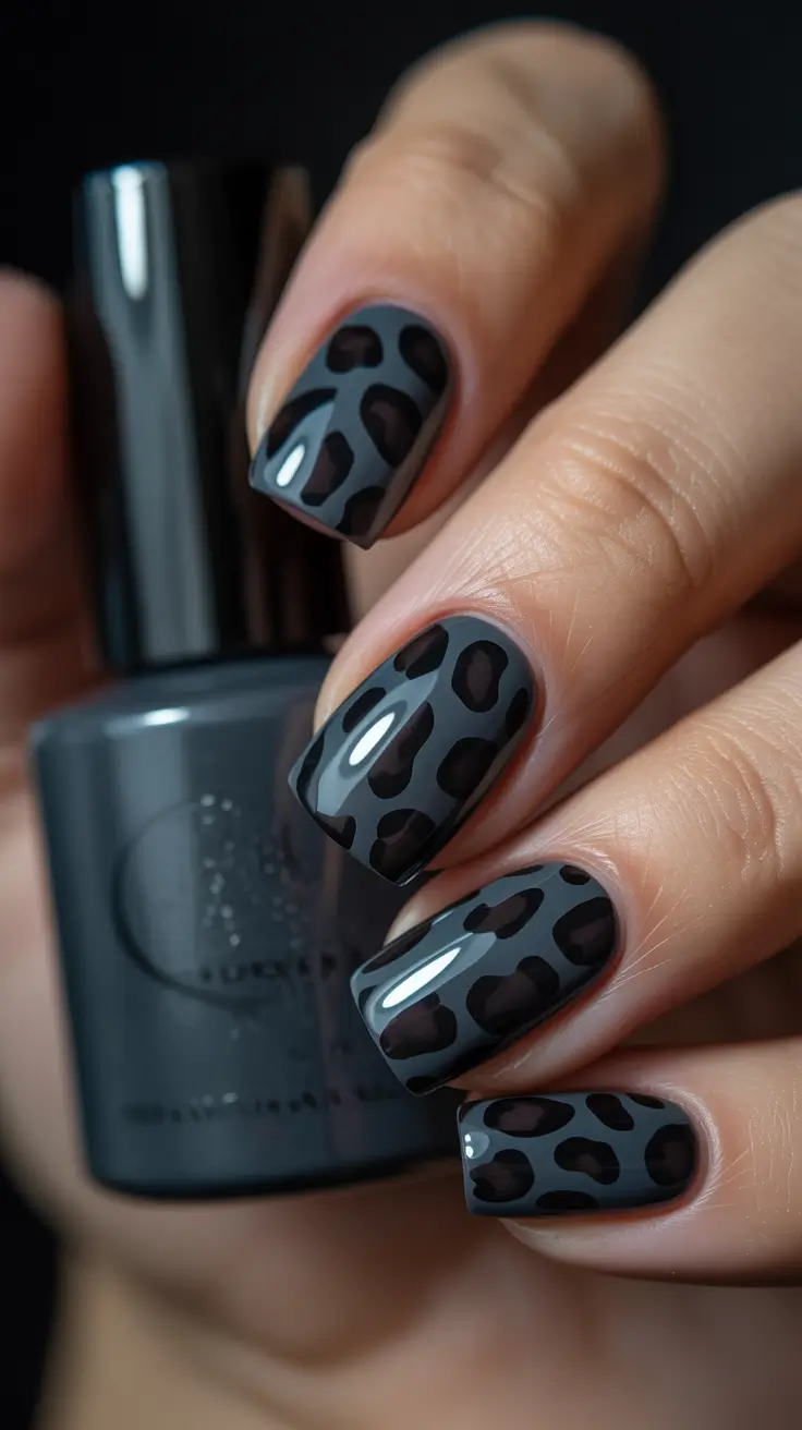 black nails 2026 Smoky Leopard Noir