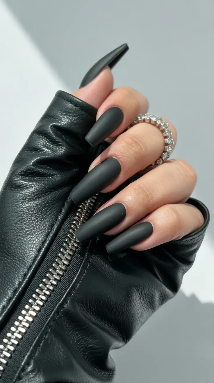 black nails 2026 Matte Midnight Length