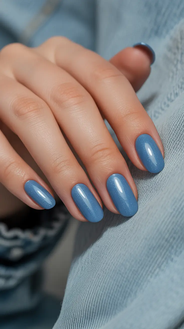 blue nail designs 2026 Dusted Blue Soft Oval