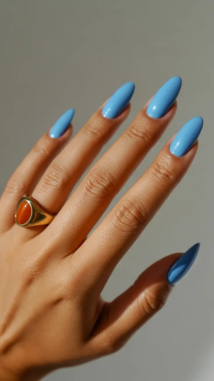 blue nail designs 2026 Sunlit Pastel Almond