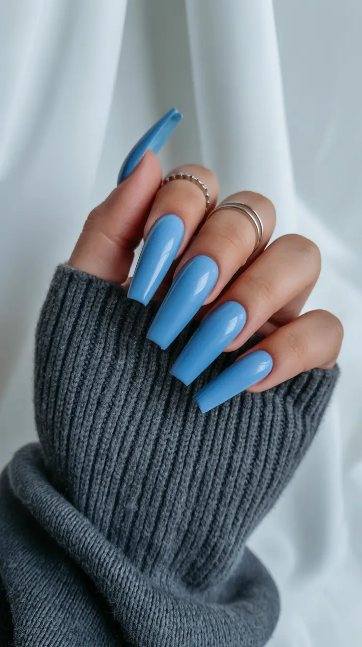 blue nail designs 2026 Bold Summer Cornflower Length