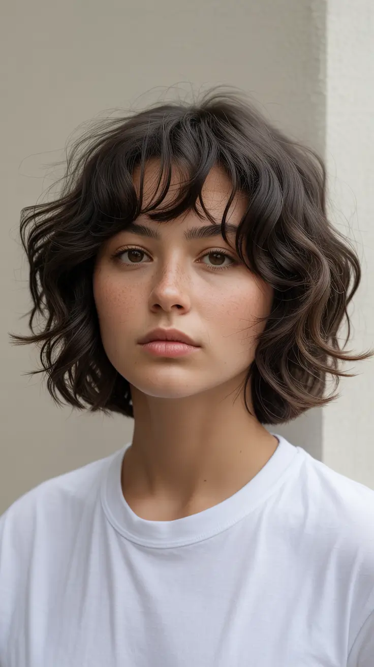 choppy bob haircut inspiration 2026 Soft Waves and Tousled Fringe